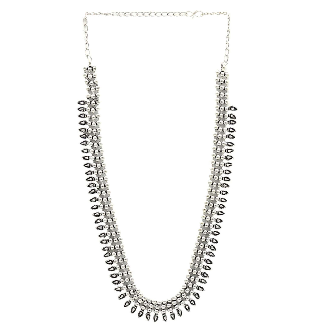 Yashika Silver Oxidized Long Necklace - Teejh