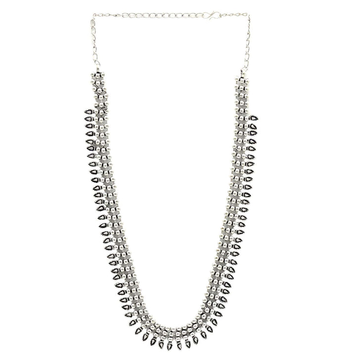 Yashika Silver Oxidized Long Necklace - Teejh