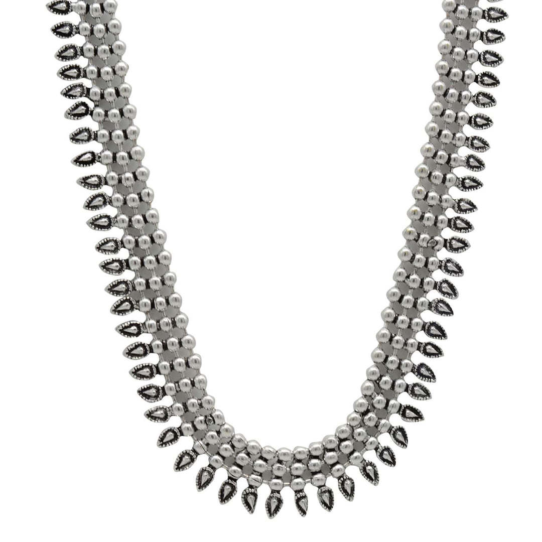 Yashika Silver Oxidized Long Necklace - Teejh