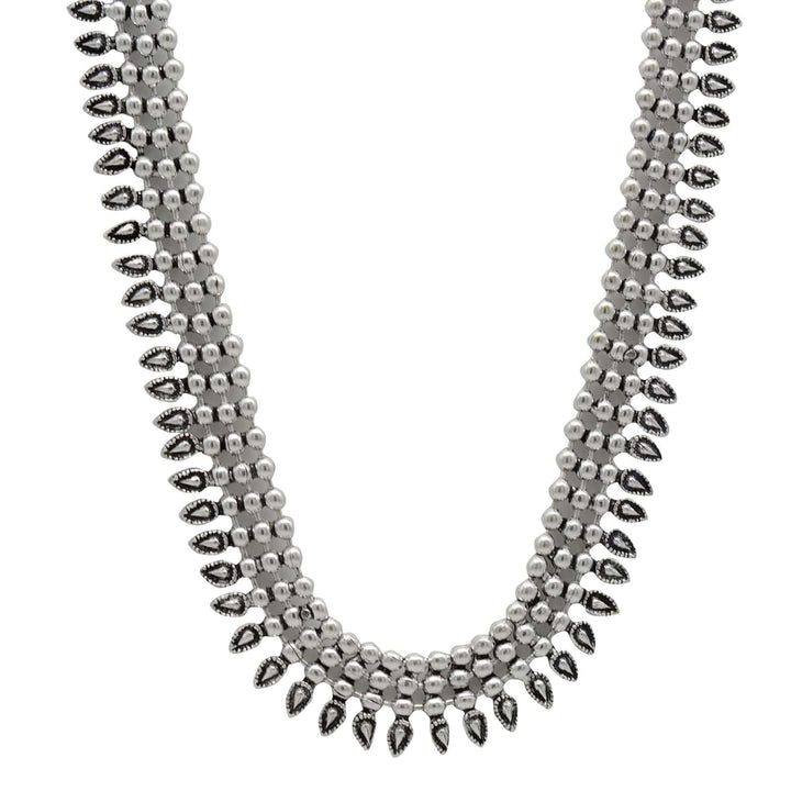 Yashika Silver Oxidized Long Necklace - Teejh
