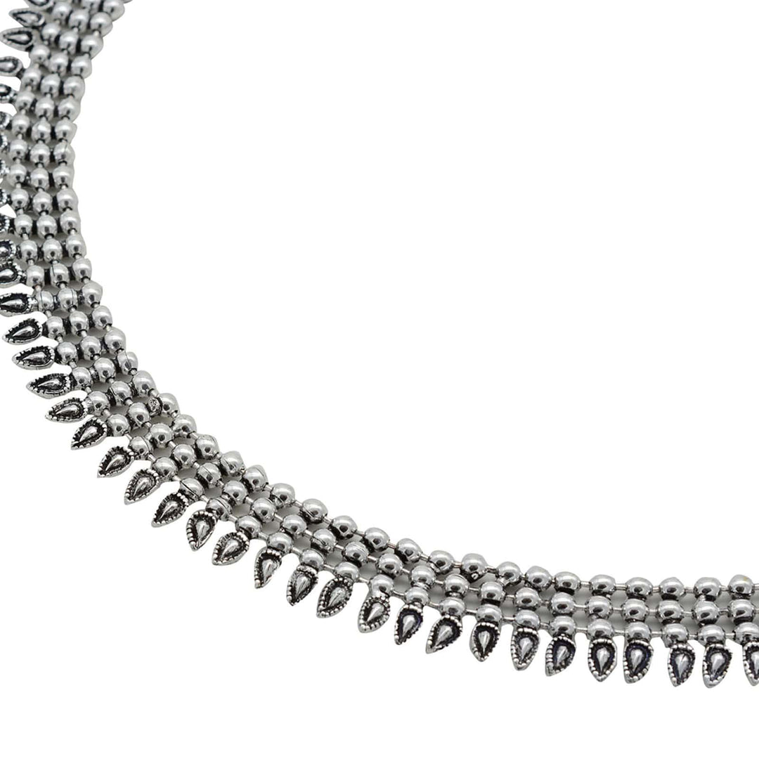 Yashika Silver Oxidized Long Necklace - Teejh