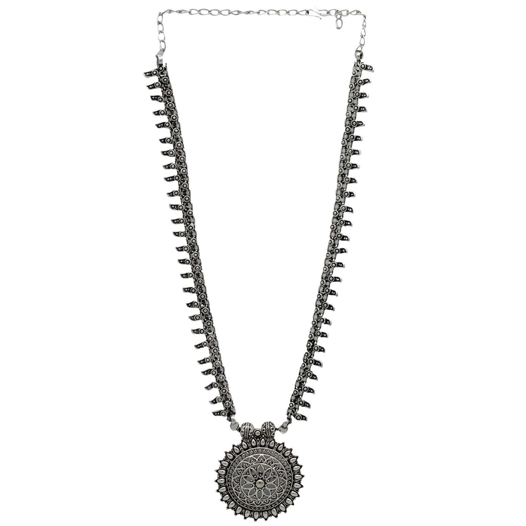 Kalpi Silver Oxidized Long Necklace - Teejh