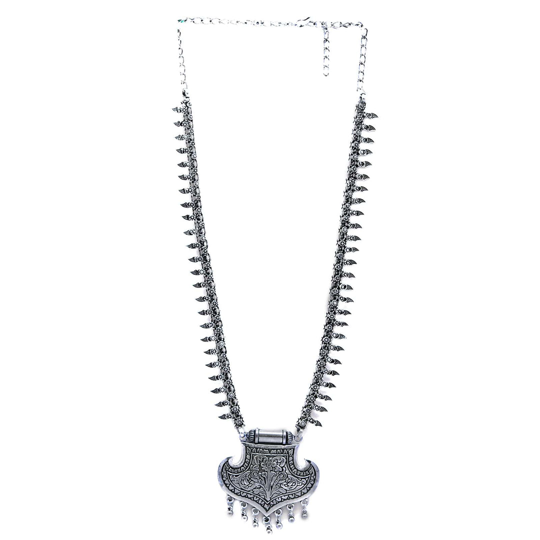 Mayra Silver Oxidized Long Necklace - Teejh