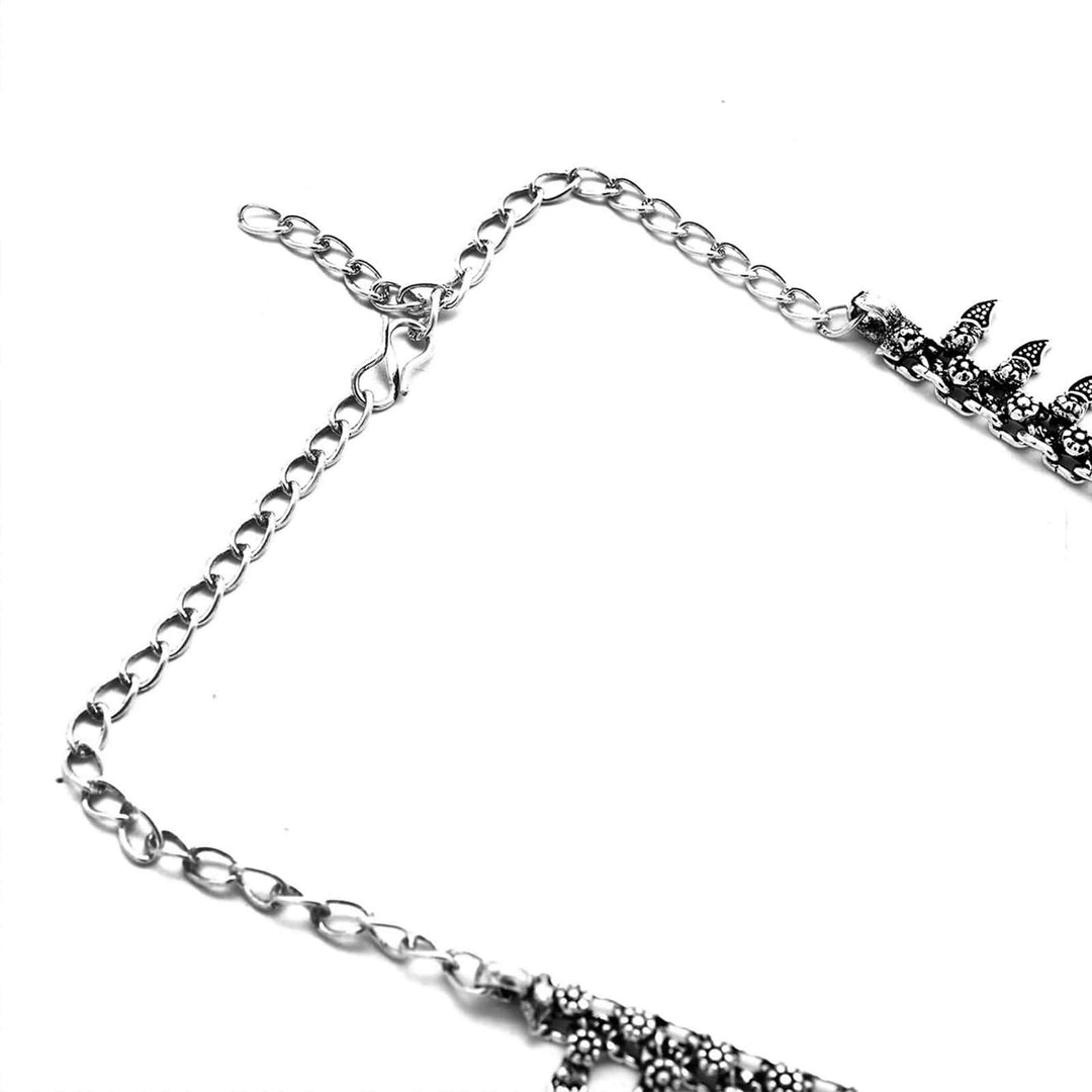 Mayra Silver Oxidized Long Necklace - Teejh
