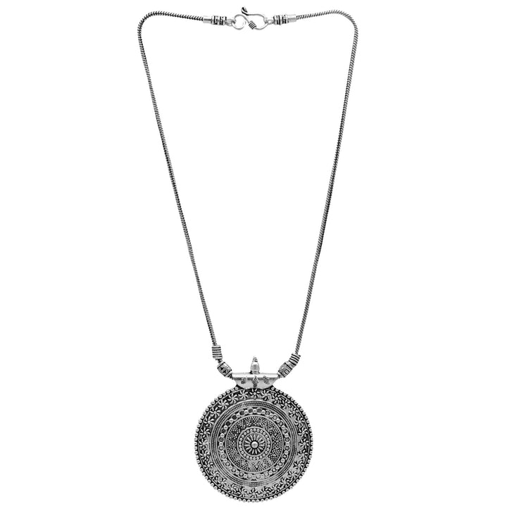 Ishya Silver Oxidized Long Necklace - Teejh