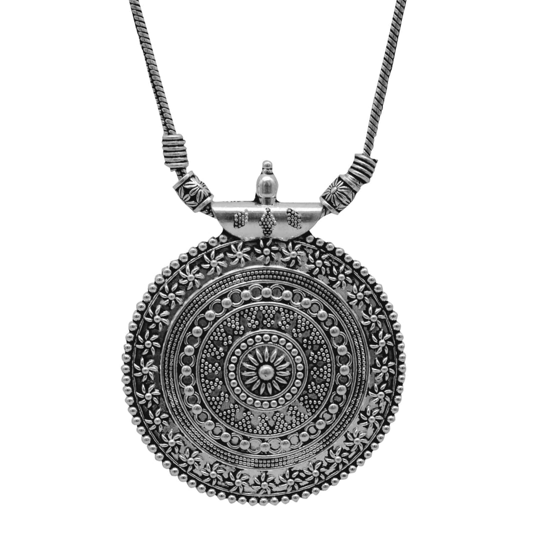 Ishya Silver Oxidized Long Necklace - Teejh
