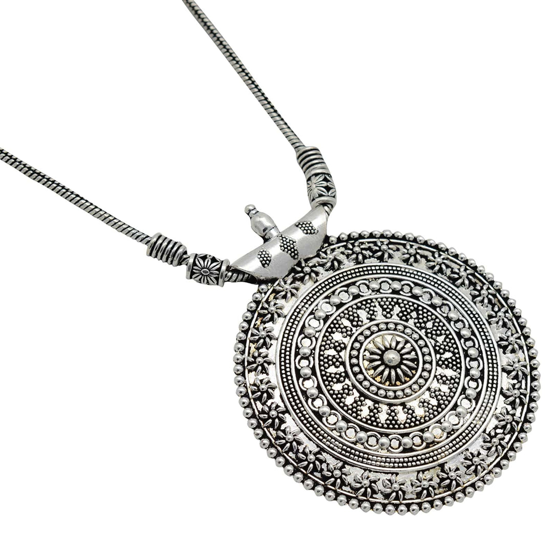 Ishya Silver Oxidized Long Necklace - Teejh