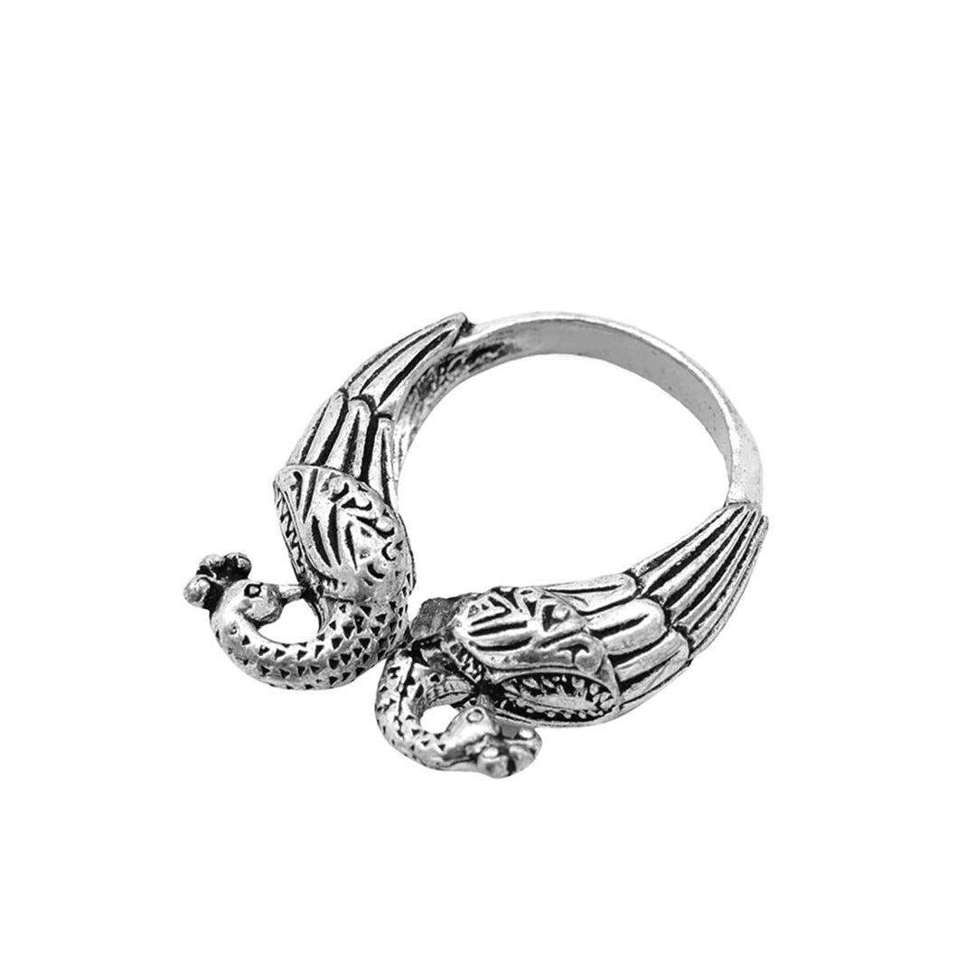 Viti Peacock Silver Oxidized Ring - Teejh