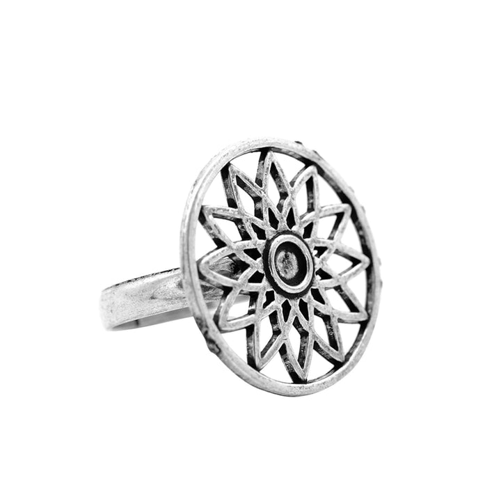 Pallavi Silver Oxidized Filigree Ring - Teejh