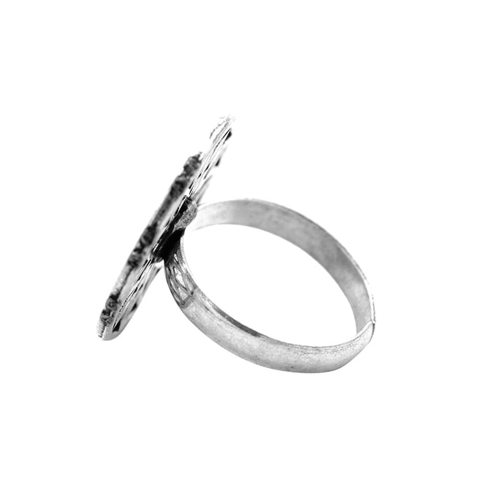Pallavi Silver Oxidized Filigree Ring - Teejh