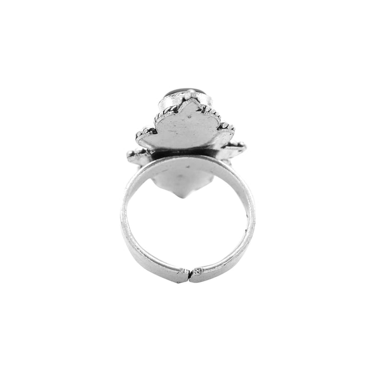 Veena Black Silver Oxidized Stone Ring - Teejh