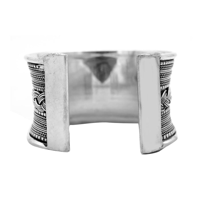 Madhu Braided Embossed Silver Oxidized Bracelet Cuff - Teejh