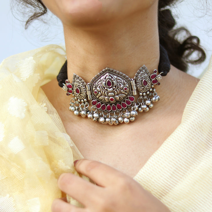 Teejh Kalki Floral Red Choker Necklace