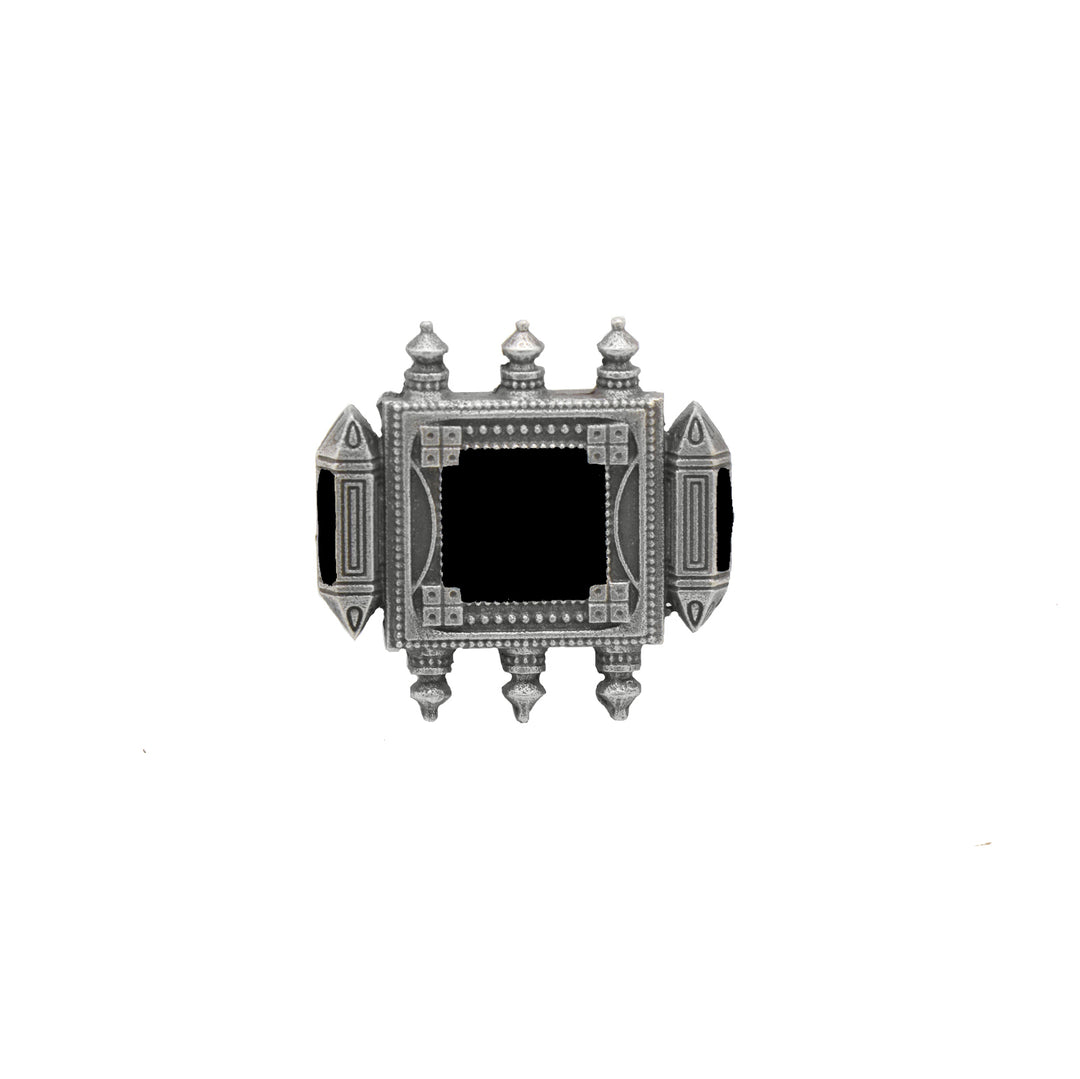Meena Black Enamel Silver Oxidized Ring