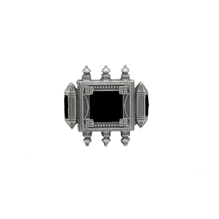 Meena Black Enamel Silver Oxidized Ring