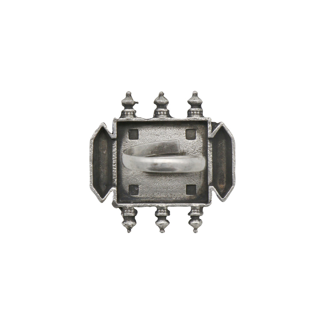 Meena Black Enamel Silver Oxidized Ring