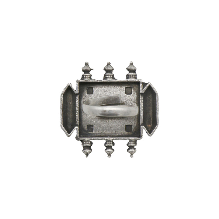 Meena Black Enamel Silver Oxidized Ring