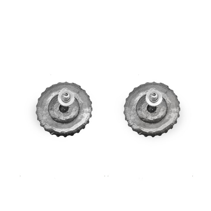 Mridhul Circular Silver Oxidized Studs Earrings