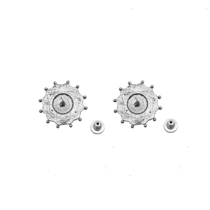 Nagma Circle Silver Oxidized Studs Earrings