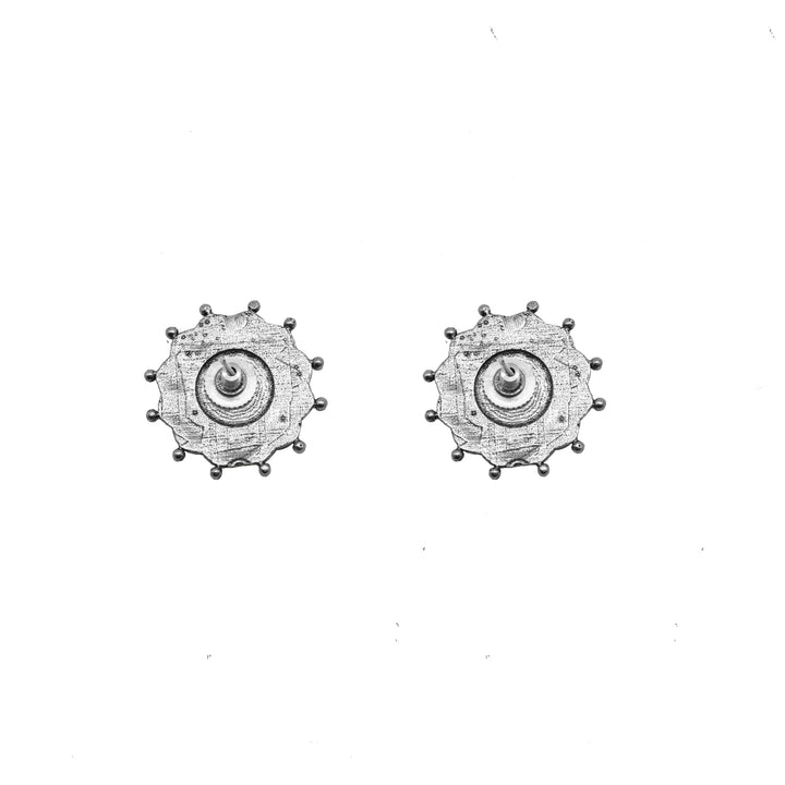 Nagma Circle Silver Oxidized Studs Earrings