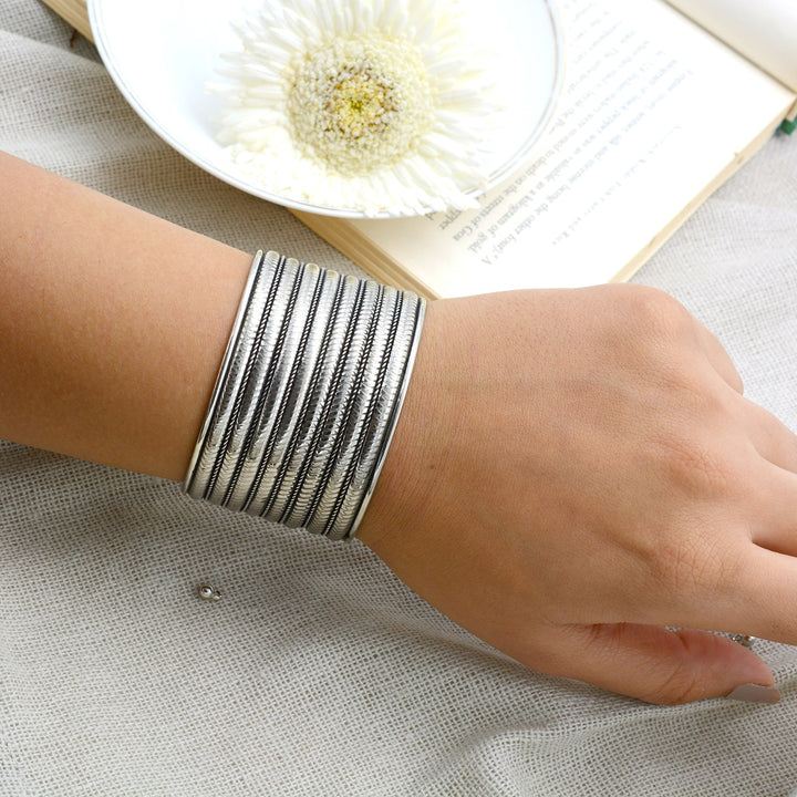 seema Silver Oxidized Bracelet Cuff - Teejh
