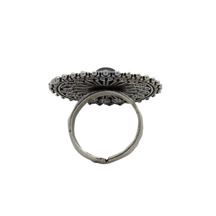 Aruna Black Silver Oxidized Filigree Ring - Teejh