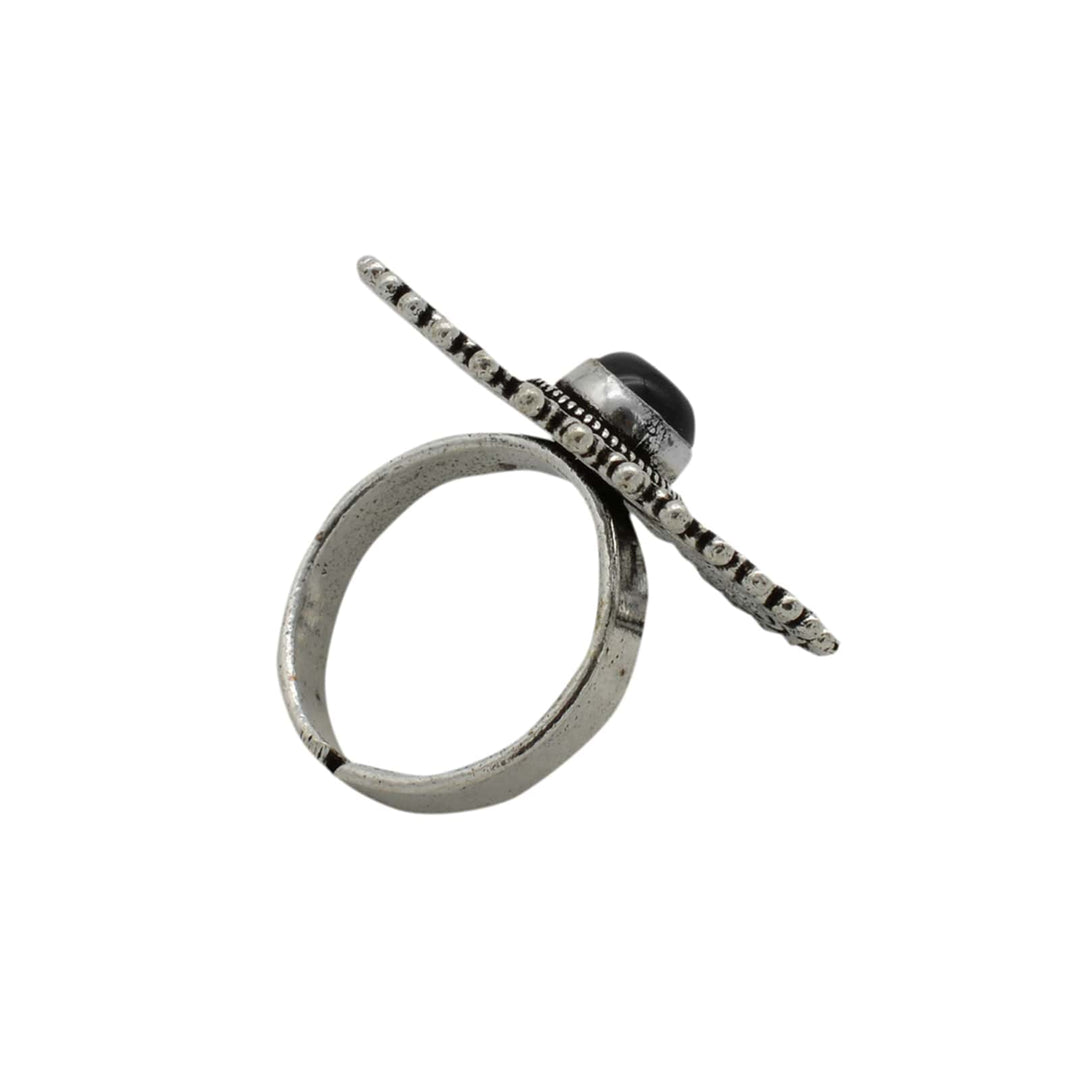 Aruna Black Silver Oxidized Filigree Ring - Teejh