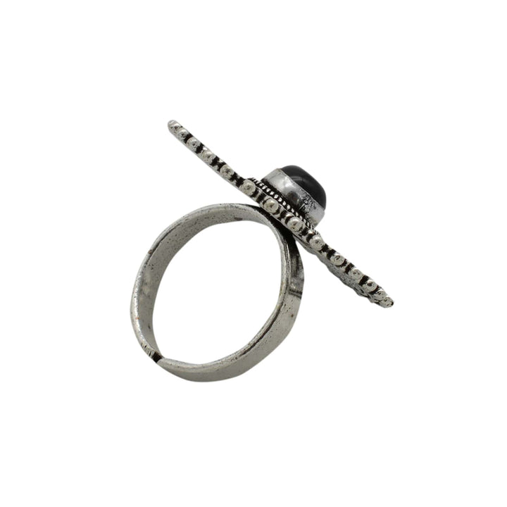 Aruna Black Silver Oxidized Filigree Ring - Teejh