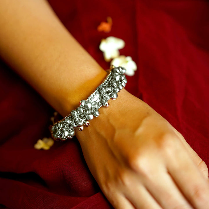 Teejh Anusha Silver Oxidized Ghungroo Bangle