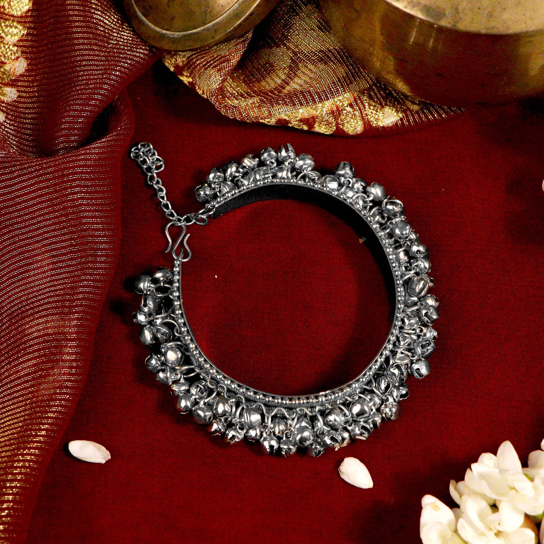 Teejh Anusha Silver Oxidized Ghungroo Bangle