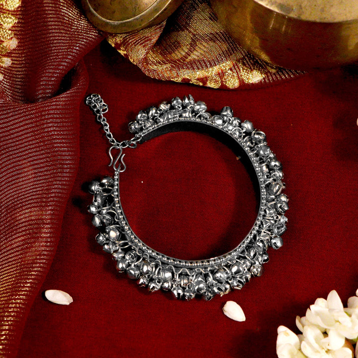 Teejh Anusha Silver Oxidized Ghungroo Bangle
