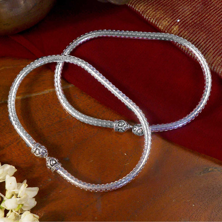 Teejh Nisha Silver Oxidized Anklets