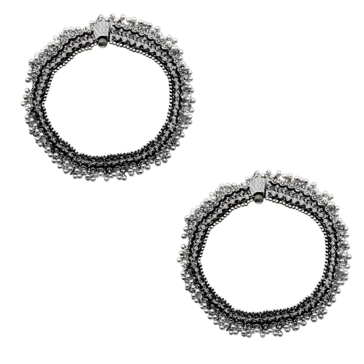 Teejh Roma Coin Silver Oxidized Ghungroo Anklets