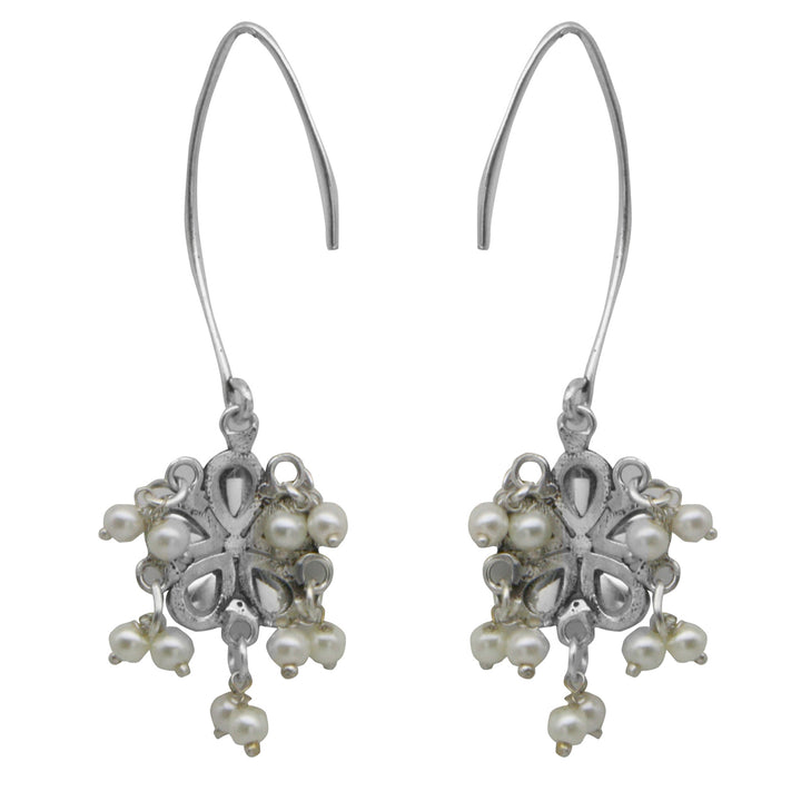Teejh Mellow Polki Silver Oxidized Pearl Earrings