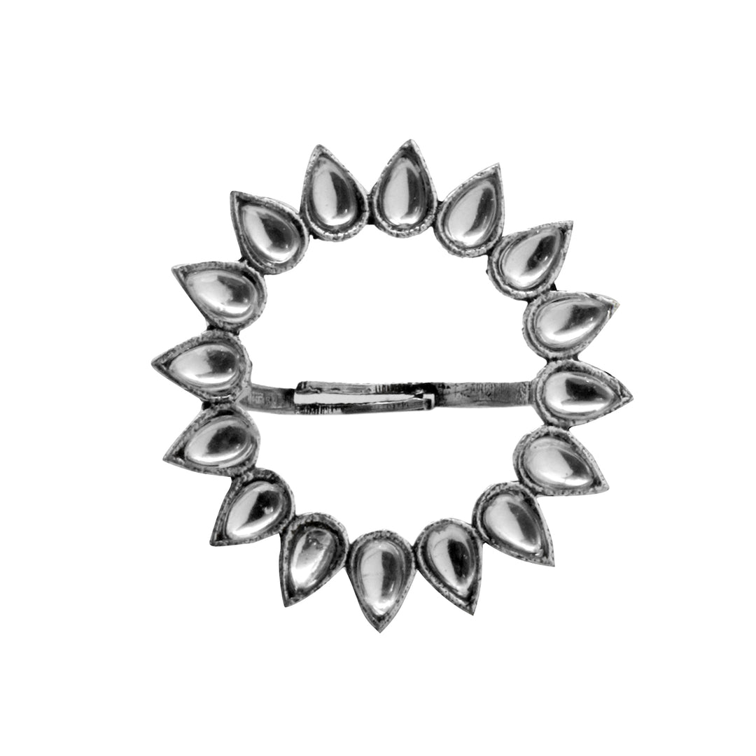 Teejh Loop Polki Silver Oxidized Ring
