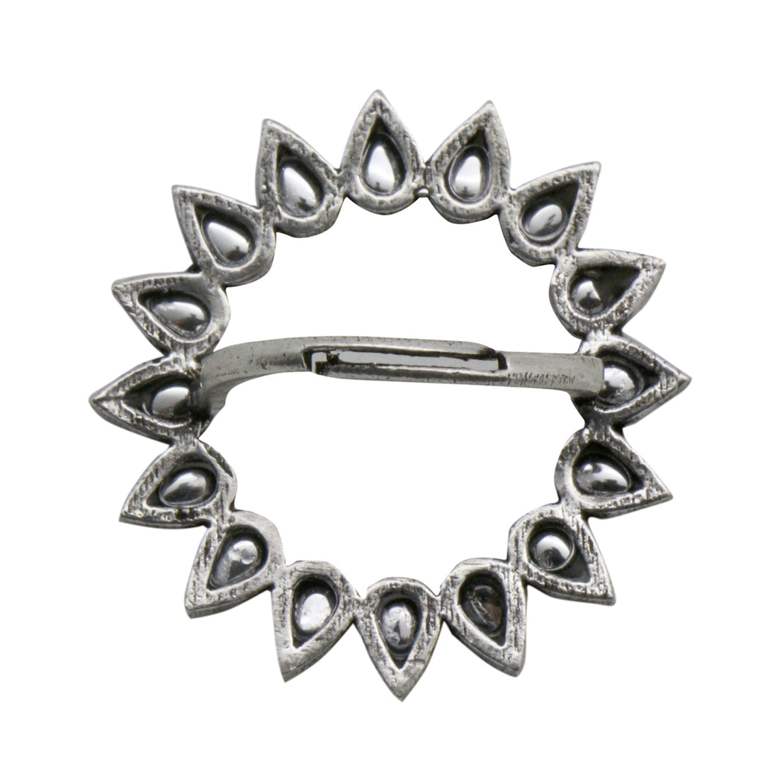 Teejh Loop Polki Silver Oxidized Ring