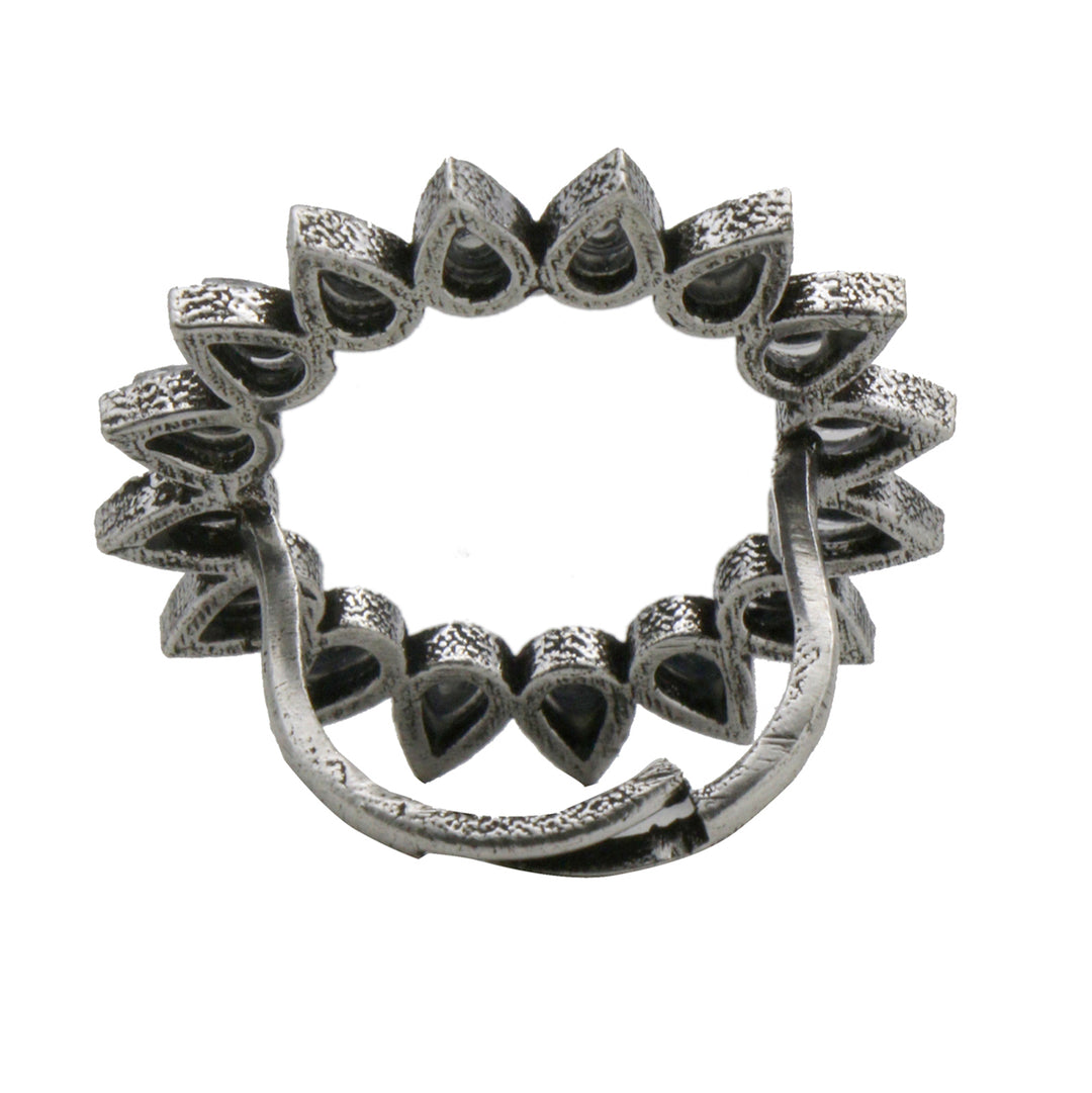 Teejh Loop Polki Silver Oxidized Ring