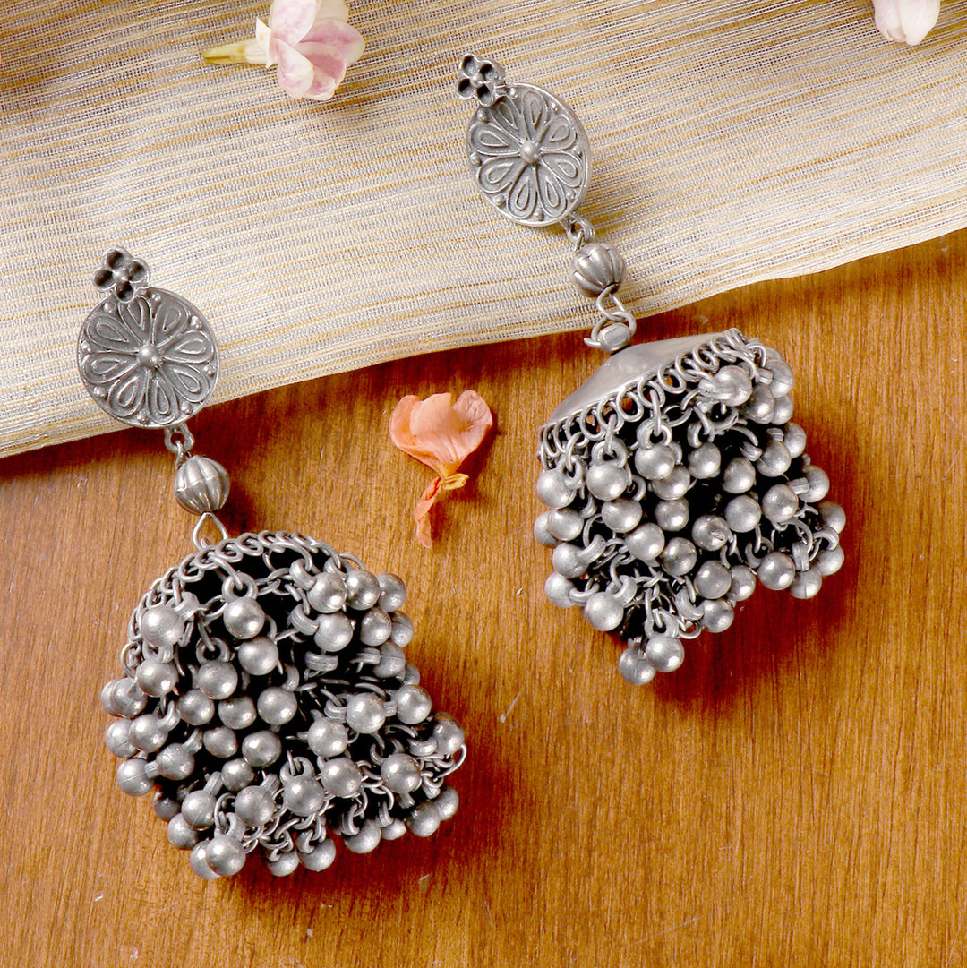 Teejh Saira Silver Oxidised  Earrings