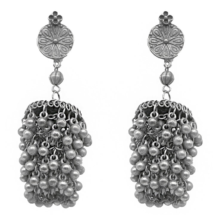 Teejh Saira Silver Oxidised  Earrings