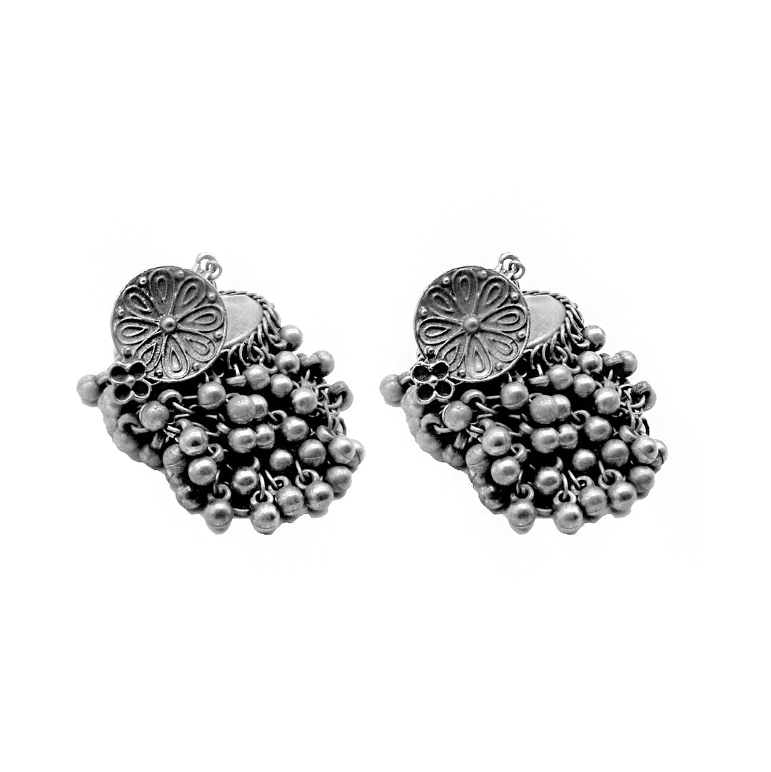 Teejh Saira Silver Oxidised  Earrings
