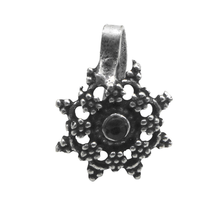 Teejh Gauri Black Stone Floral Nose pin