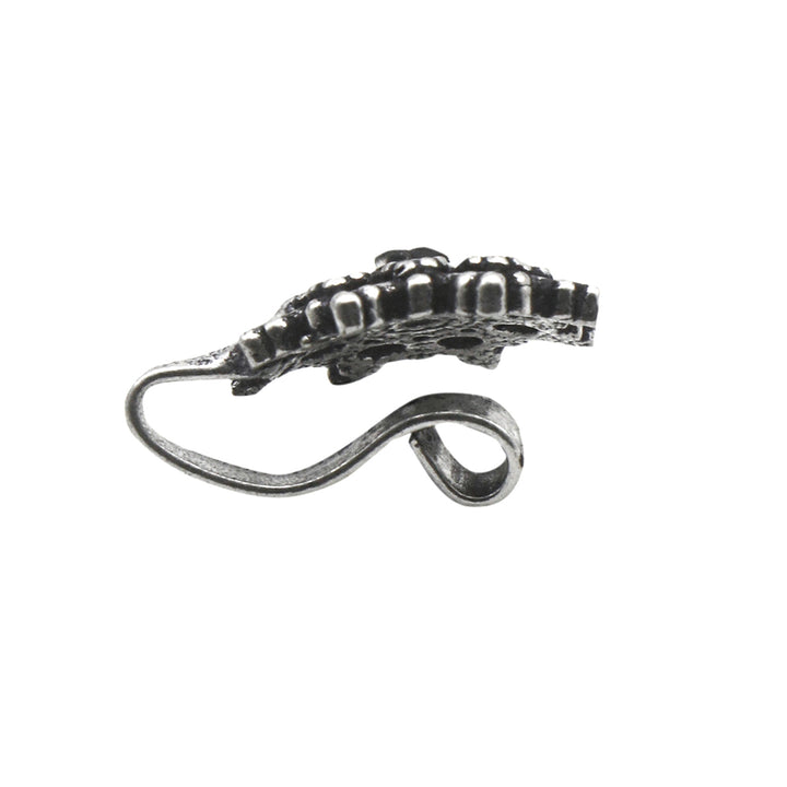 Teejh Gauri Black Stone Floral Nose pin