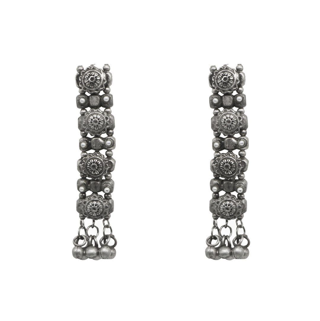Teejh Manu Circular Ghungroo Silver Oxidised Earrings