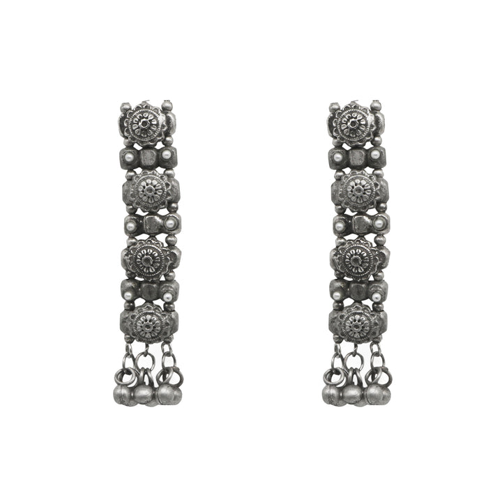 Teejh Manu Circular Ghungroo Silver Oxidised Earrings