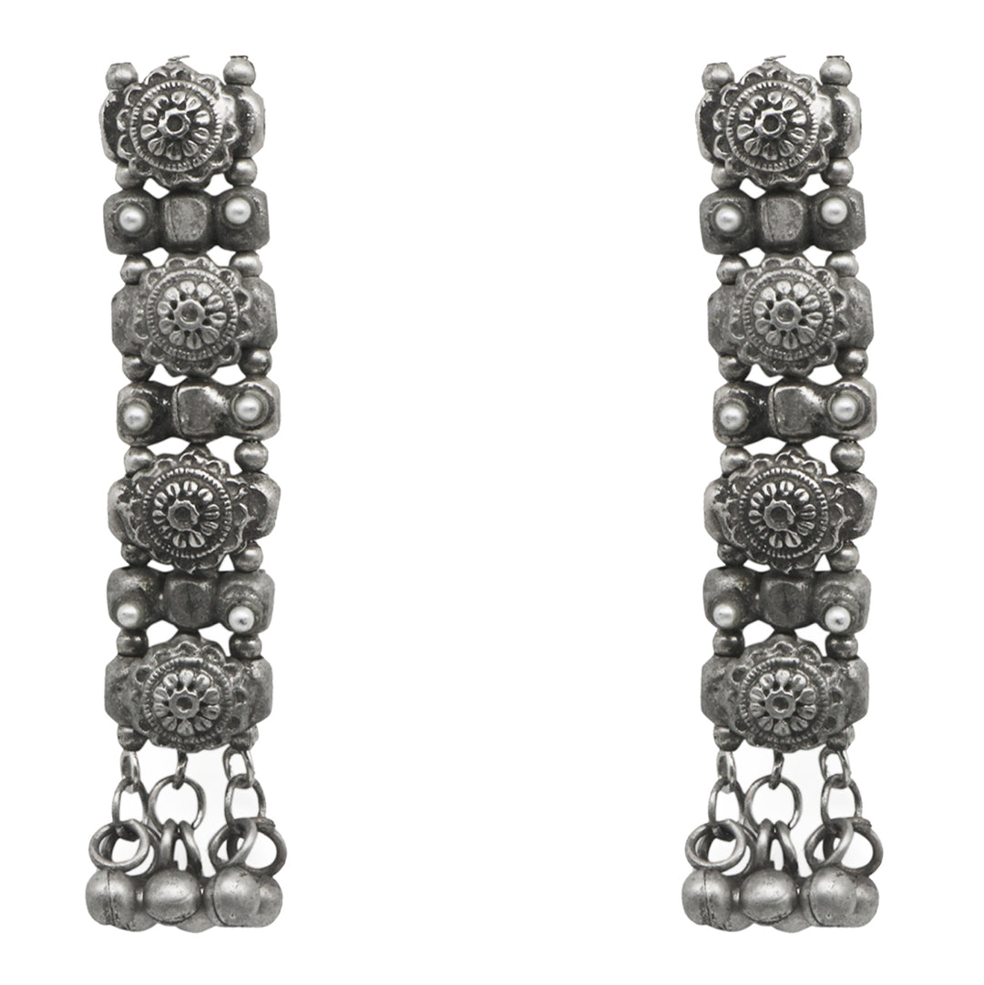 Teejh Manu Circular Ghungroo Silver Oxidised Earrings