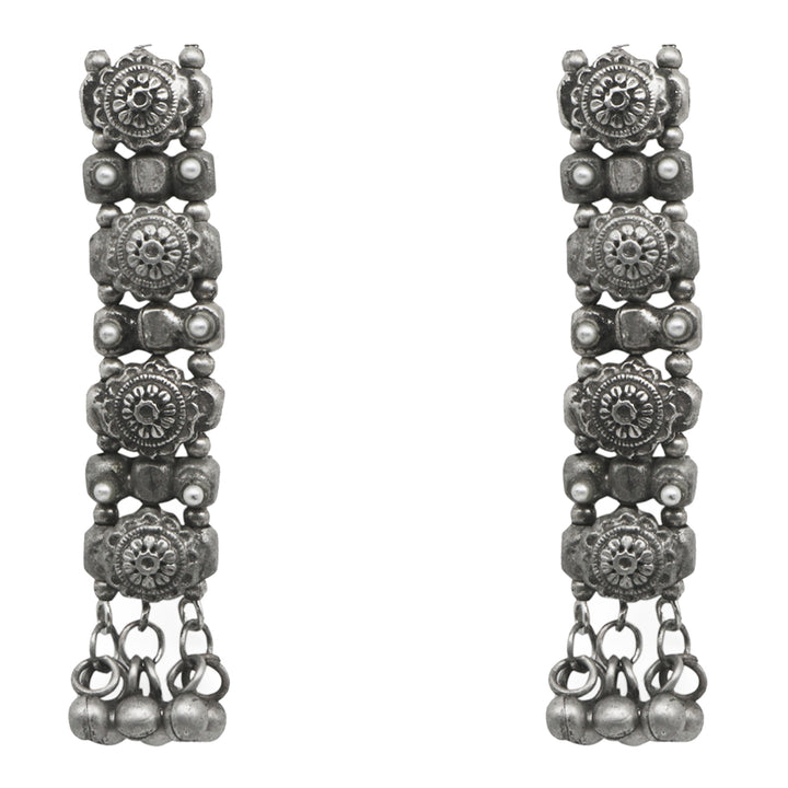 Teejh Manu Circular Ghungroo Silver Oxidised Earrings