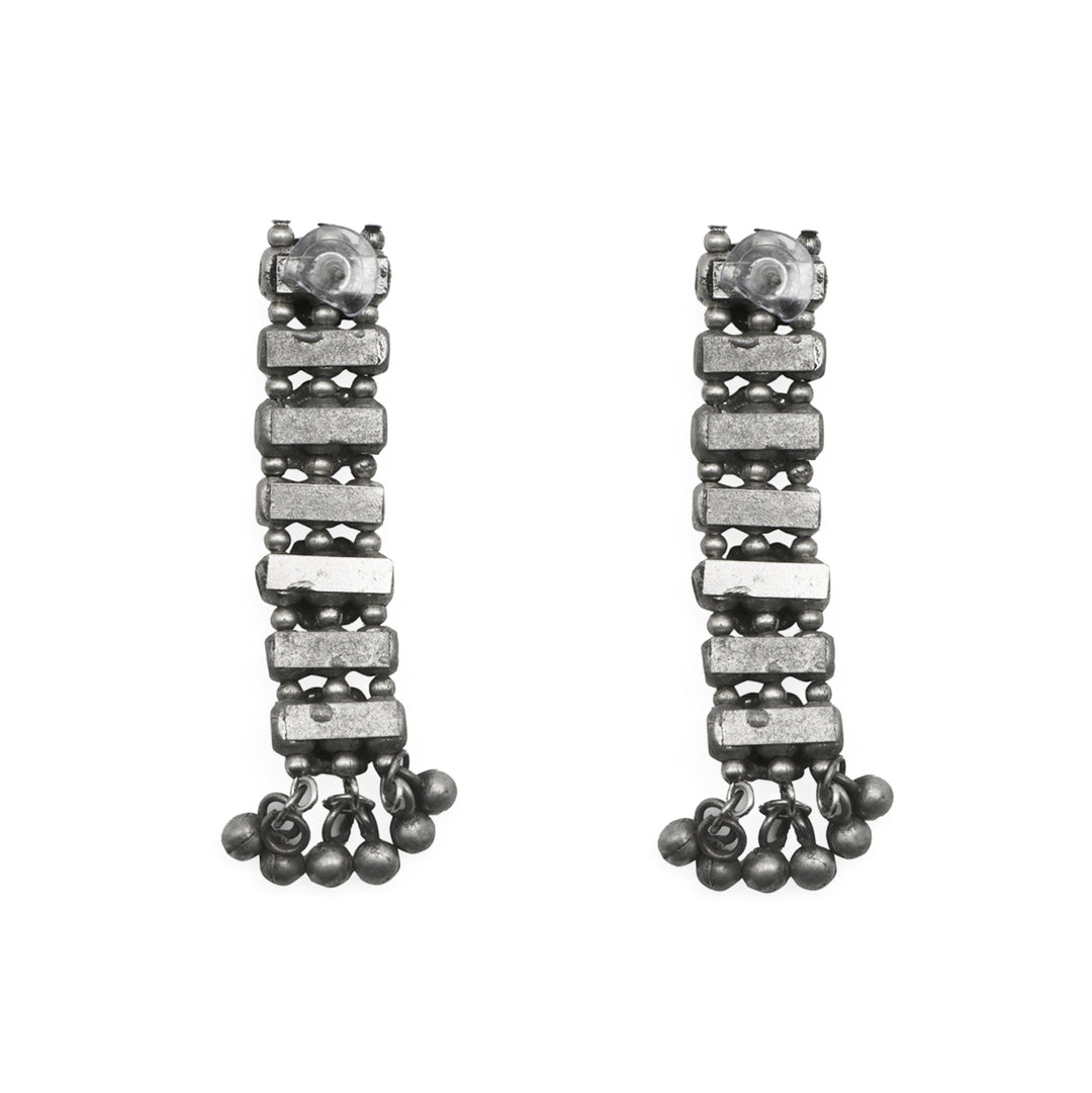 Teejh Manu Circular Ghungroo Silver Oxidised Earrings