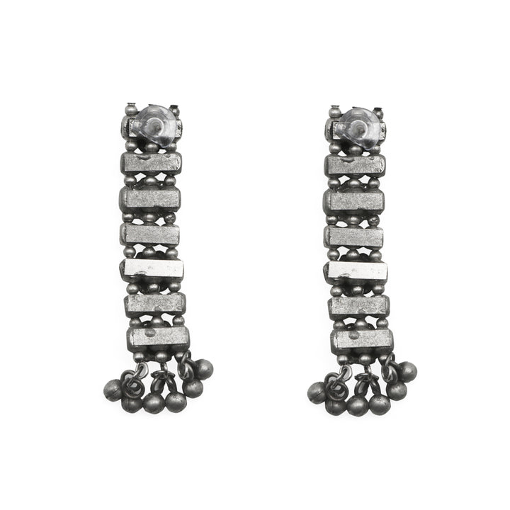 Teejh Manu Circular Ghungroo Silver Oxidised Earrings