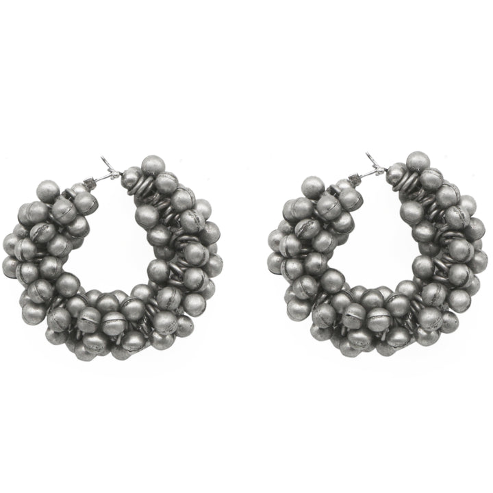 Teejh Ananya Ghungroo Silver Oxidised Hoop Earrings