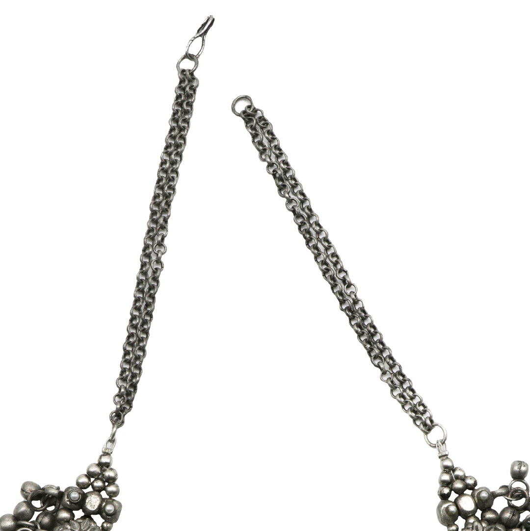 Teejh Jiya Floral Silver Oxidised Ghungroo Necklace